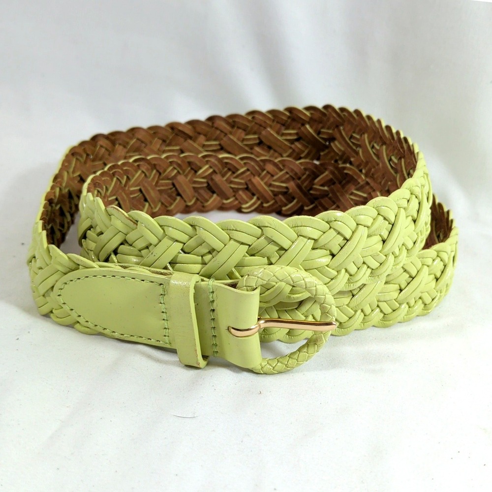 Talbots Lime Green Belt; Woven Braided Leather XL 1X